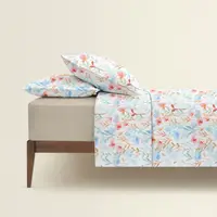 Двоспальна постільна білизна з простирадлом на резинці AQUARELLE FLOWERS CS5