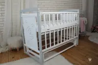 Кровать детская Baby Comfort TEDDY бело-серая с маятником