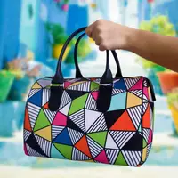 Сумка бочонок Barrel Разноцветные треугольники 28x18x17 см (SB_ILI005_BL)