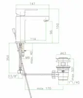 Змішувач для умивальника Santan KATANA 77CR7520