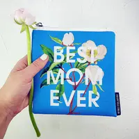 Косметичка квадратная Basic Best mom ever 16x16 см (KB_21M009_WH)