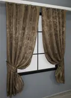 Комплект (2шт. 1,3х1,7м.) коротких штор із жакарда колекція "Sultan YL", Туреччина. Колір коричневий Код 1203ш 35-0079