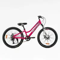 Велосипед Спортивный Corso OPTIMA 24", 7 скоростей, рама алюминиевая 11", оборудование Shimano RevoShift. Pink (148320)