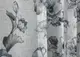 Готовая тюль (3х2,65м.) батист, коллекция "Flora". Цвет белый с серо-синим принтом. Код 1543т 42-1122