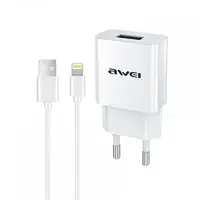 Зарядний пристрій AWEI C-832 Travel charger + Lightning cable 1USB 2.1A White