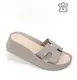 Женские кожаные бежевые шлепанцы на платформе беж