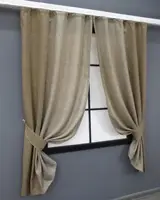 Комплект (2шт. 1х1,7м.) коротких штор, "Льон-Мішковина". Колір капучино. Код 032дк 12-0064