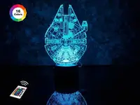 3D ночник "Сокол тысячелетия" (УВЕЛИЧЕННОЕ ИЗОБРАЖЕНИЕ)+ пульт ДУ+сетевой адаптер+батарейки (3ААА)  3DTOYSLAMP