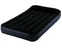 Надувной матрас Intex, встраиваемый насос, одноместный, велюр. Black (148204)