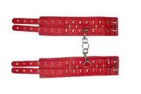 Оковы Leather Double Fix Leg Cuffs, Red