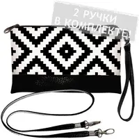 Клатч через плечо Чёрно-белый геометрический ромб 25x15 см (KL_21M004_BL)