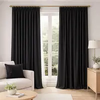 Комплект штор 2 шт 150х260 см, Soft Velvet Lux штори, гардини, портьєри на шторній тасьмі V-32 чорний