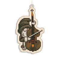 Новогодняя игрушка подвес на елку -  Контрабасист FNGi-053 [Вид товара: Заготовка для вышивки на фанере]
