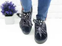 Велюрові кеди з камінням Fashion Muffin 1008 38 розмір 23,5 см Сірий