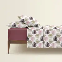 Двухспальная постель с простыней на резинке PASTEL LEAVES CS2