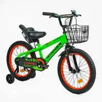 Детский велосипед 2-х колесный 18" Corso Winner, стальная рама, ручной тормоз, доп. колеса, колокольчик, корзина, собран на 85%. Green (154459)