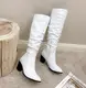 Сапоги женские белые зимние на каблуке С322
