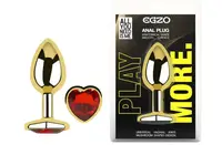 Анальная пробка с кристаллом EGZO - Gold Heart Plug Red size S