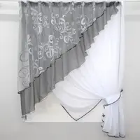 Кухонный комплект (280х170см.), шторка с ламбрекеном. Цвет серый с белым. Код 00к 59-745