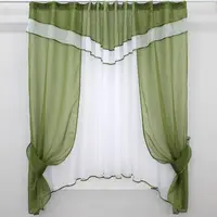 Кухонный комплект (280х170см.) шторки и тюль, на карниз 1,5-2м. Цвет оливковый с белым. Код 058к 50-358