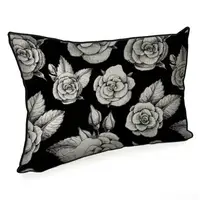 Подушка интерьерная с мешковины Монохромні троянди 45x32 см (43PHB_FLORA008)