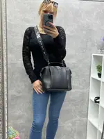 Черный – два отделения на молнии – молодежный, качественный клатч Lady Bags с двумя съемными ремнями (0439)
