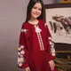 Вишита сукня Moderika Квіткова на бордовому льоні 122