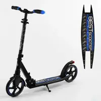 Двухколесный самокат Best Scooter складной, амортизатор, стоп сигнал. Black and blue (105431)