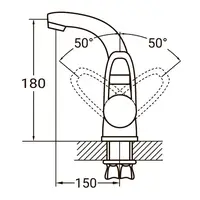 Змішувач HL Ø35 для раковини гусак вигнутий на гайці AQUATICA HL-1A230C (9734000)