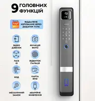 Электронный дверной замок NaviCat H03 с поддержкой приложения TUYA камерой и Face ID Grey