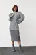 Женский вязаный свитер oversize в рубчик - серый цвет, S