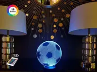 3D нічник "Футбольний м'яч" (ВОЛІЧЕННЕ ЗОБРАЖЕННЯ) + пульт ДК + мережевий адаптер + батарейки (3ААА)  3DTOYSLA