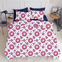 Сімейна постіль з простирадлом на резинці SWEET DONUT DARK BLUE