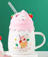 Кружка з кришкою та трубочкою Strawberry ice cream 2 7852 400 мл