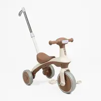 Детский трехколесный велосипед Best Trike HT-60-23 озвучка подсветка родительская ручка колеса PU. Beige and Brown (195889)