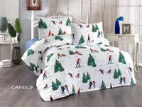 Новогоднее Постельное белье Фланель байка Belizza Candle Турция Двуспальный Евро