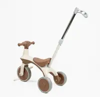Детский трехколесный велосипед Best Trike HT-60-23 озвучка подсветка родительская ручка колеса PU. Beige and Brown (195889)