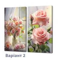 Набірна модульна картина 60 х 75 см (2 шт. х 35х60 см) з квітами, синтетичне полотно