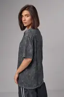 Бавовняна футболка в техніці tie-dye - темно-сірий колір, M