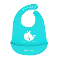Нагрудник детский Bestbaby BS-8807 Кит Blue слюнявчик силиконовый с карманом для малышей