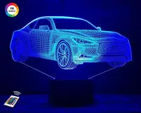 3D ночник "Автомобиль 21 " (УВЕЛИЧЕННОЕ ИЗОБРАЖЕНИЕ) + пульт ДУ+ сетевой адаптер +батарейки (3ААА)  3DTOYSLAMP