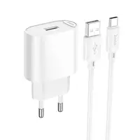 Адаптер сетевой HOCO Type-C Cable Fighter single port charger set C109A |1USB, 2.1A/10.5W|