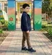 Синие детские высокие осенние кроссовки на липучках для мальчика синий